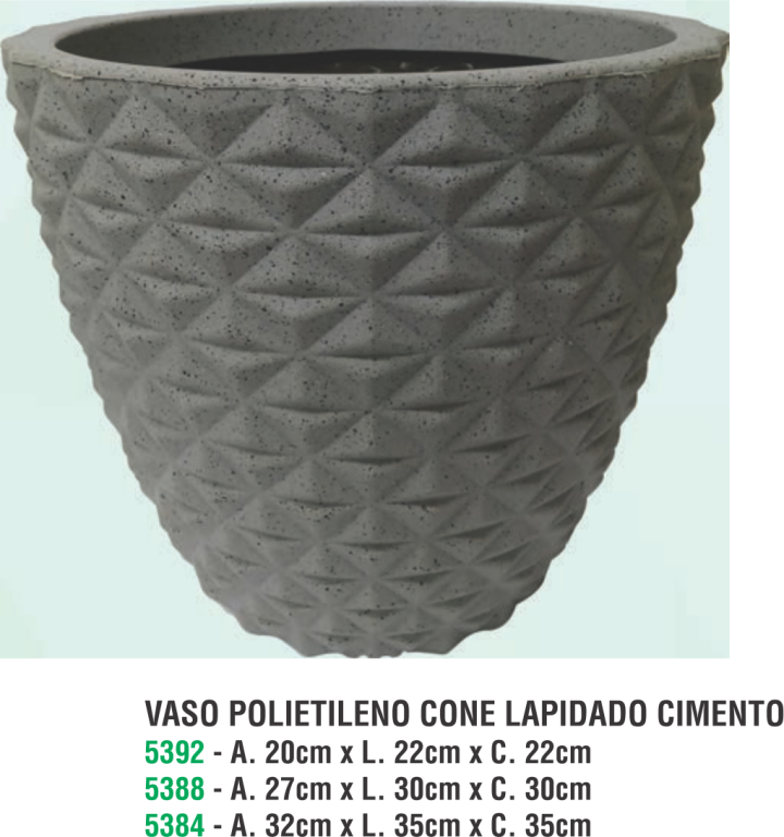VASO REDONDO CONE LAPIDADO POLIETILENO CIMENTO A.20XL.22XC.22