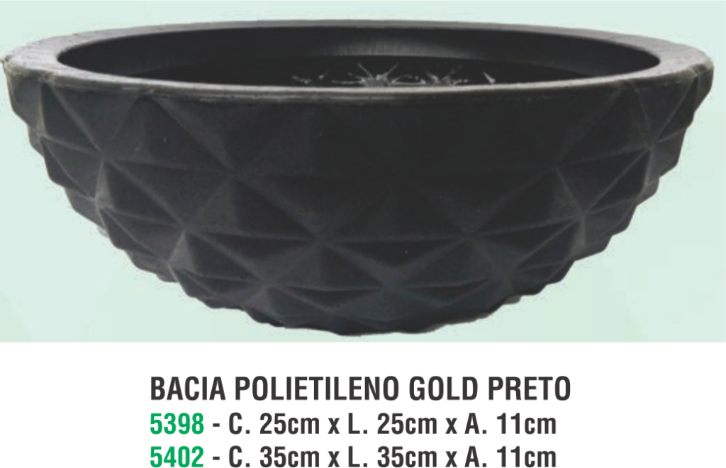 BACIA POLIETILENO GOLD PRETO C.35XL.35XA.11