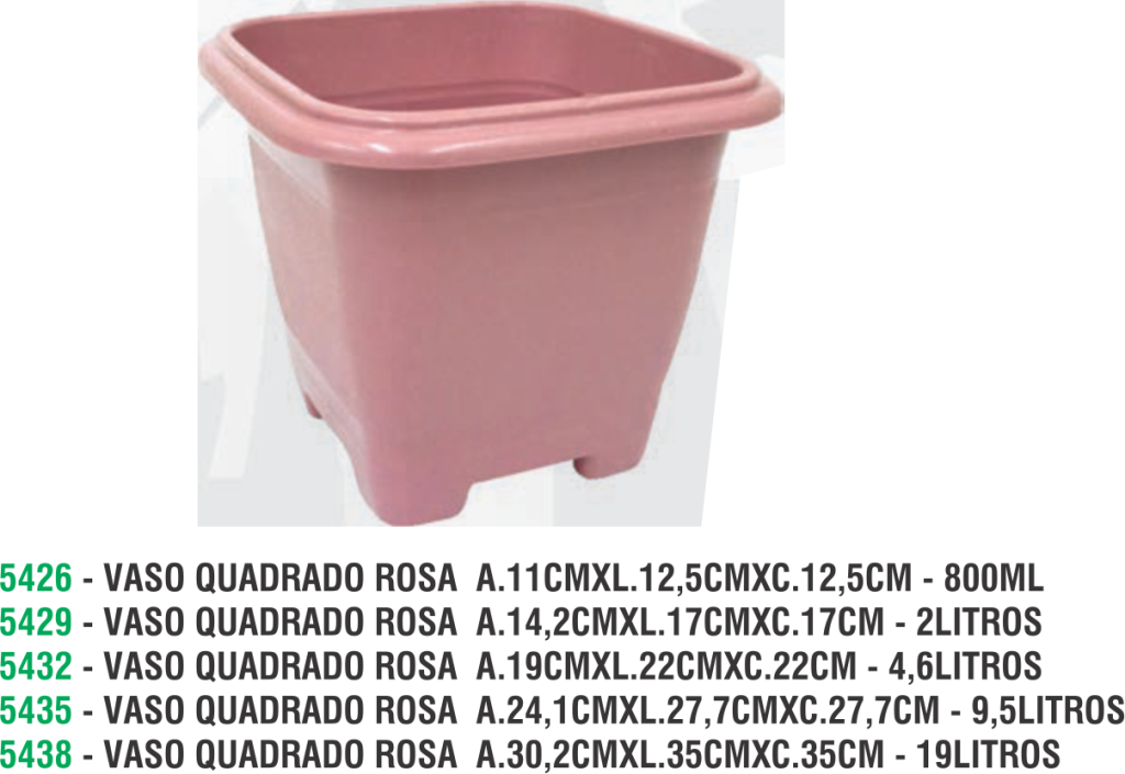 VASO QUADRADO ROSA  A.14,2CMXL.17CMXC.17CM - 2LITROS
