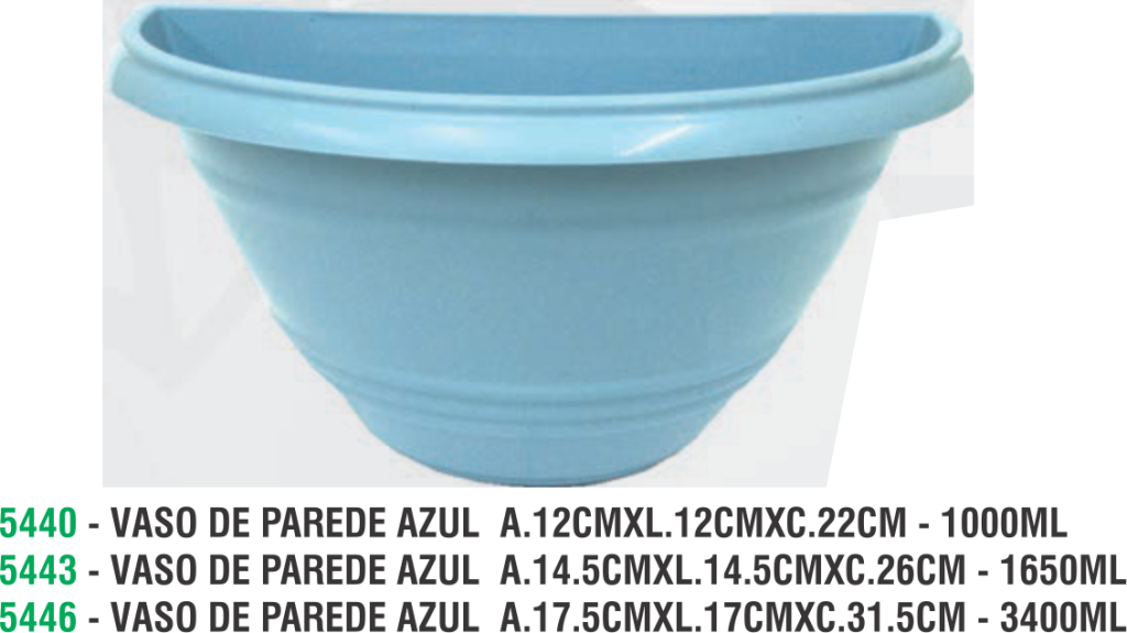 VASO DE PAREDE AZUL  A.14.5CMXL.14.5CMXC.26CM - 1650ML