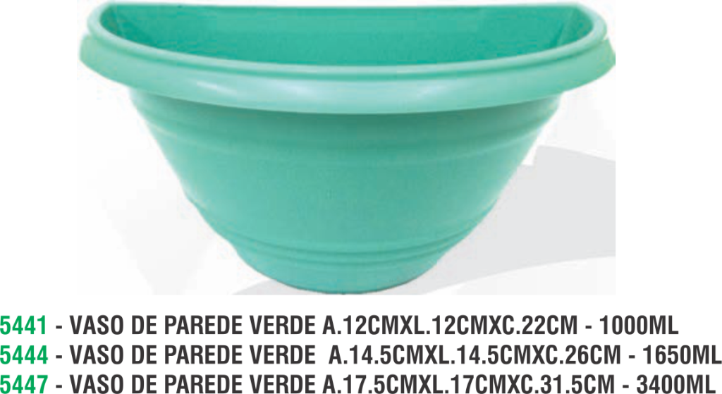 VASO DE PAREDE VERDE  A.14.5CMXL.14.5CMXC.26CM - 1650ML