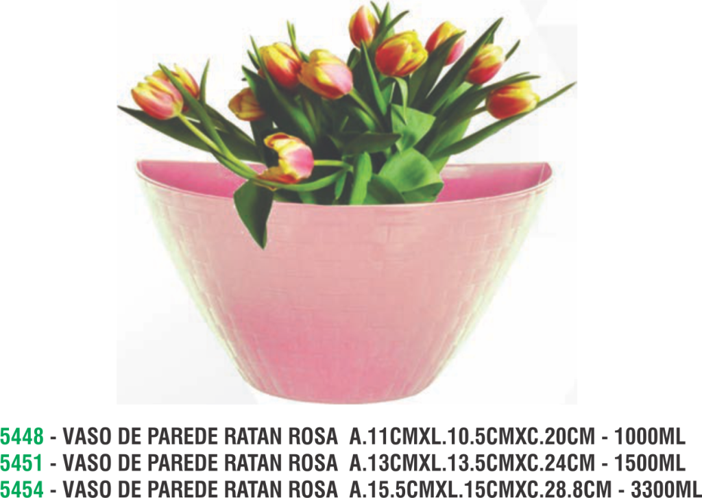 VASO DE PAREDE RATAN ROSA  A.11CMXL.10.5CMXC.20CM - 1000ML