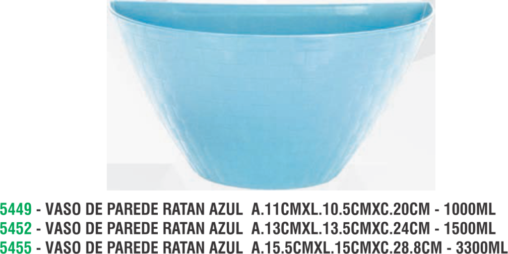 VASO DE PAREDE RATAN AZUL  A.13CMXL.13.5CMXC.24CM - 1500ML