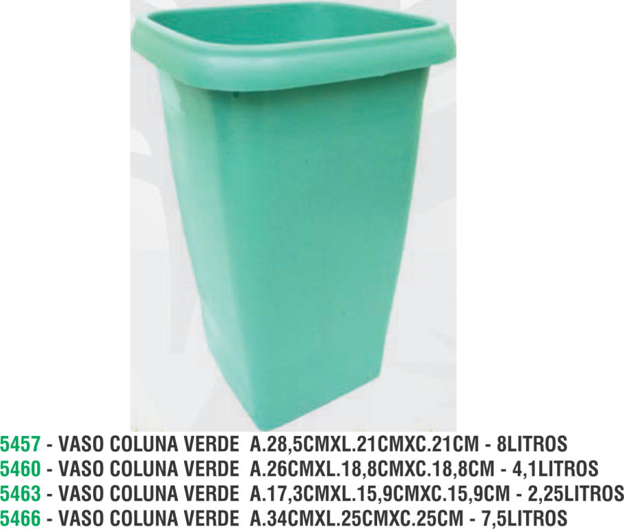 VASO COLUNA VERDE  A.34CMXL.25CMXC.25CM - 13,5LITROS