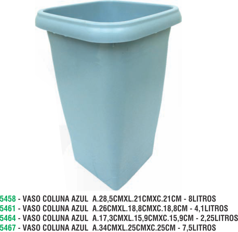 VASO COLUNA AZUL  A.34CMXL.25CMXC.25CM - 13,5LITROS
