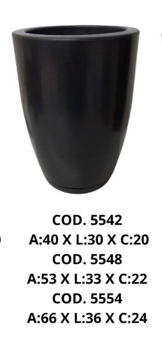VASO COLUNA LISO POLIETILENO PREMIUM PRETO  A:40 X L:30 X C:20