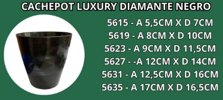 CACHEPOT LUXURY 11 DIAMANTE NEGRO -A 9CM X D 11,5CM