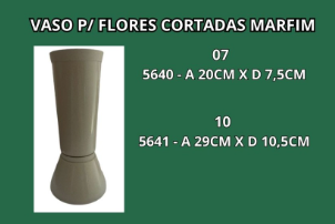 VASO P/ FLORES CORTADAS 10 MARFIM -A 29CM X D 10,5CM