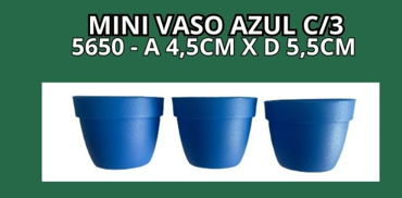 MINI VASO AZUL 6 C/3 -A 4,5CM X D 5,5CM