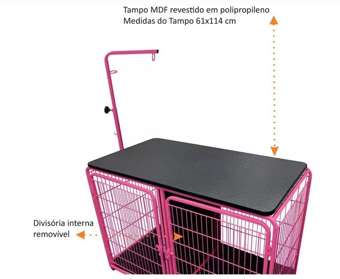 CANIL C/ MESA TOSA PET MIX - ROSA/PRETO