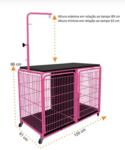 CANIL C/ MESA TOSA PET MIX - ROSA/PRETO