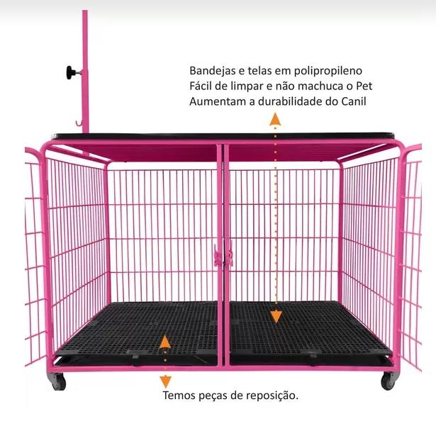 CANIL C/ MESA TOSA PET MIX - ROSA/PRETO