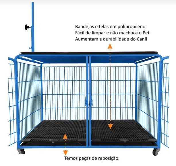 CANIL C/ MESA TOSA PET MIX - AZUL/PRETO