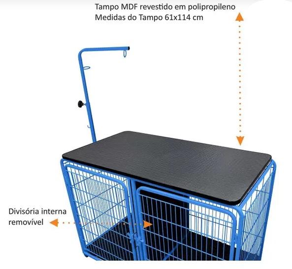 CANIL C/ MESA TOSA PET MIX - AZUL/PRETO