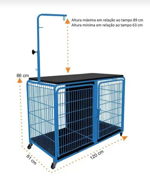 CANIL C/ MESA TOSA PET MIX - AZUL/PRETO