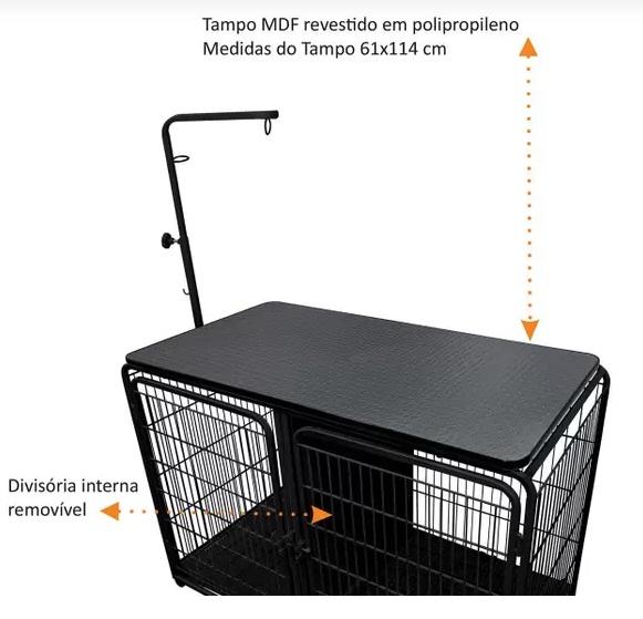 CANIL C/ MESA TOSA PET MIX - PRETO/PRETO