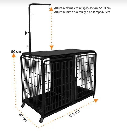 CANIL C/ MESA TOSA PET MIX - PRETO/PRETO