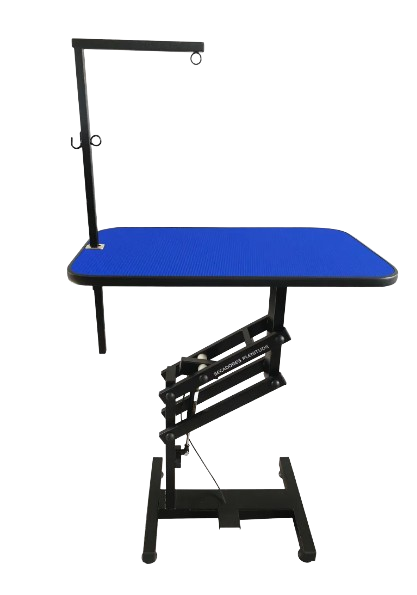 MESA DE TOSA COM REGULAGEM DE ALTURA PNEUMÁTICA - TAMPO RETANGULAR 80CM X 50CM - AZUL