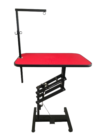 MESA DE TOSA COM REGULAGEM DE ALTURA PNEUMÁTICA - TAMPO RETANGULAR 80CM X 50CM - VERMELHO