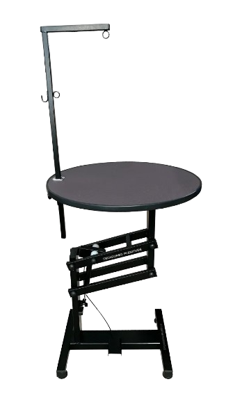 MESA DE TOSA COM REGULAGEM DE ALTURA PNEUMÁTICA - TAMPO REDONDO 65CM - GRAFITE