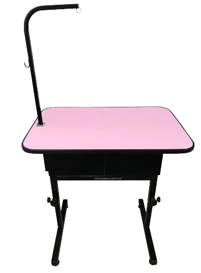 MESA DE TOSA COM REGULAGEM DE ALTURA, GAVETAS PRETAS E GIRAFA TAMPO 60CM X 90CM - ROSA