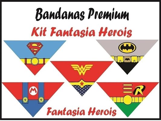 BANDANA PREMIUM MÉDIA FANTASIA HEROIS COM 20 (24X14)
