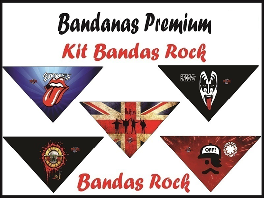 BANDANA PREMIUM BANDAS DE ROCK COM 20