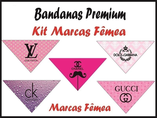 BANDANA PREMIUM MARCAS FAMOSAS FÊMEA COM 20