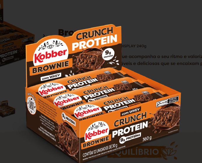 BARRA PROTEINA CRUNCH BROWNIE KOBBER 30G DP 12UN
