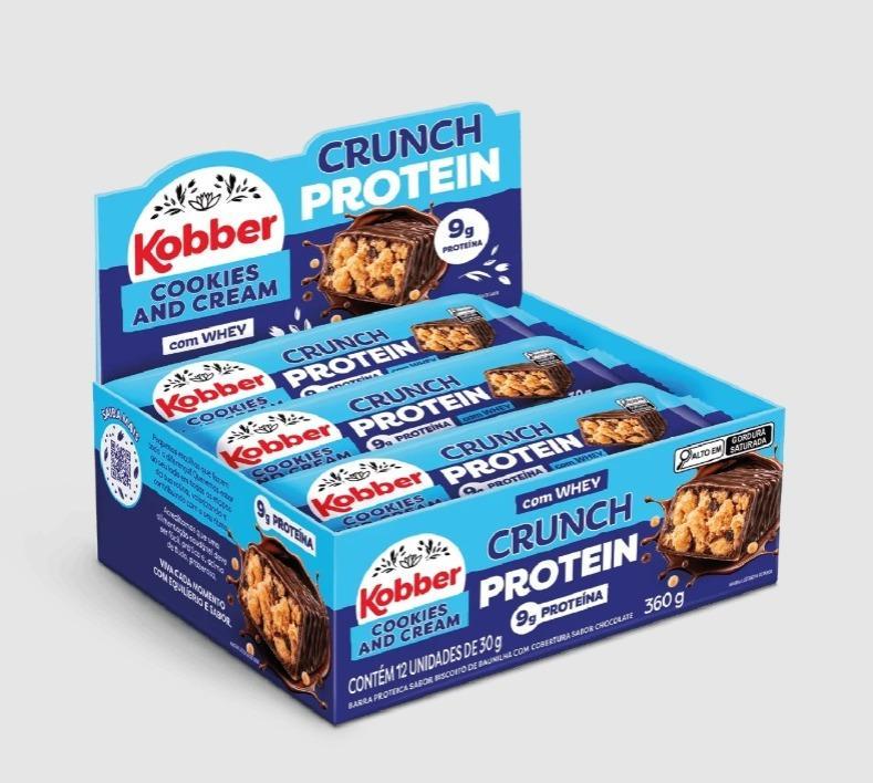 BARRA PROTEINA CRUNCH COOKIES CREAM KOBBER 30G DP 12UN