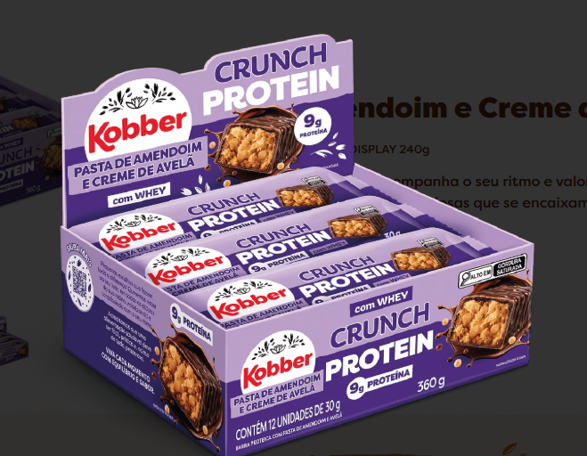 BARRA PROTEINA CRUNCH PASTA AMENDOIM KOBBER 30G DP 12 