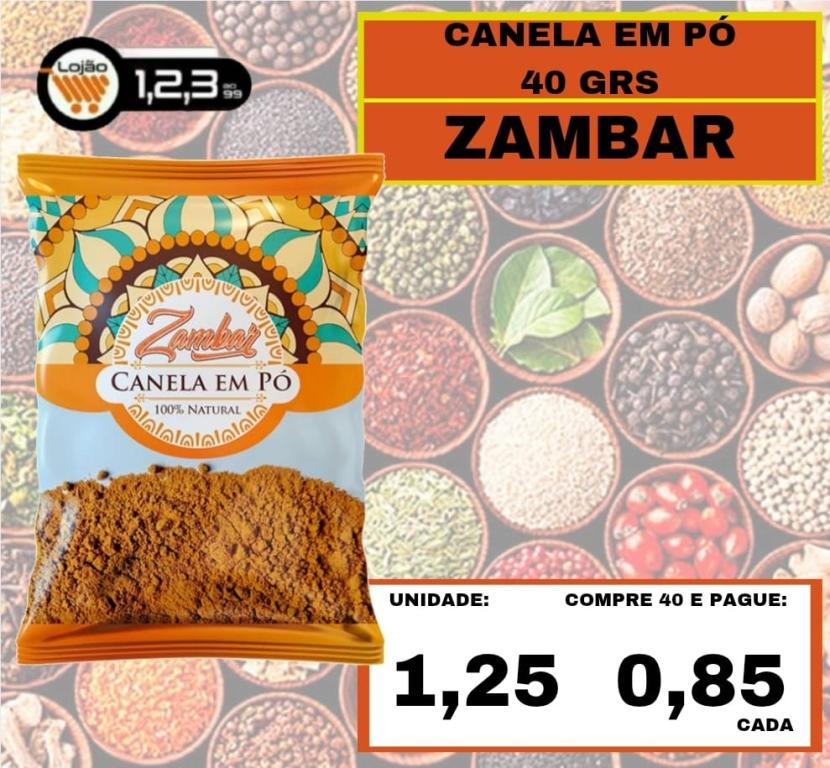 MERCEARIA - TEMPEROS ZAMBAR CANELA EM PÓ 40 GRAMAS