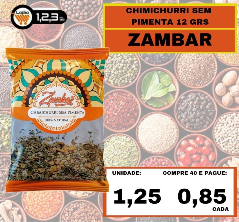 MERCEARIA - TEMPEROS ZAMBAR CHIMICHURRI SEM PIMENTA 12 GRAMAS