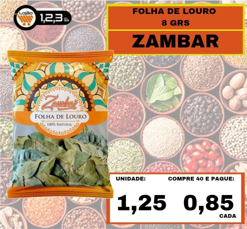 MERCEARIA - TEMPEROS ZAMBAR FOLHA DE LOURO 8 GRAMAS