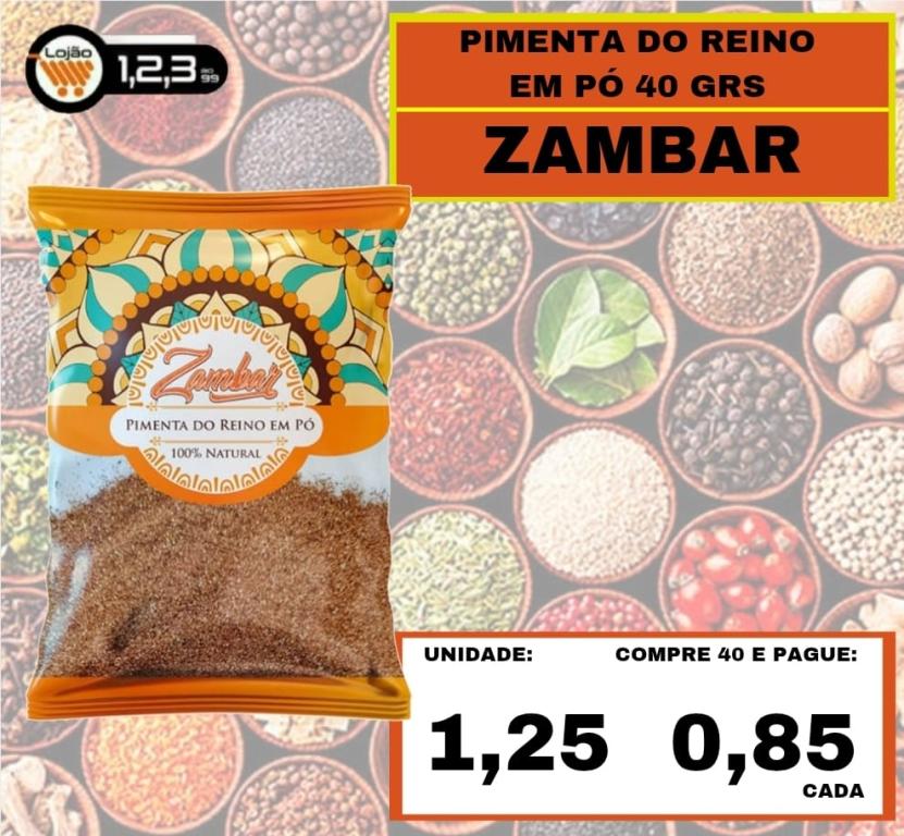 MERCEARIA - TEMPEROS ZAMBAR PIMENTA DO REINO EM PÓ 40 GRAMAS