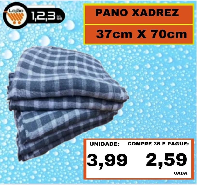 LIMPEZA - PANO XADREZ 37 X 70 CM GRANDE FOLHA SIMPLES