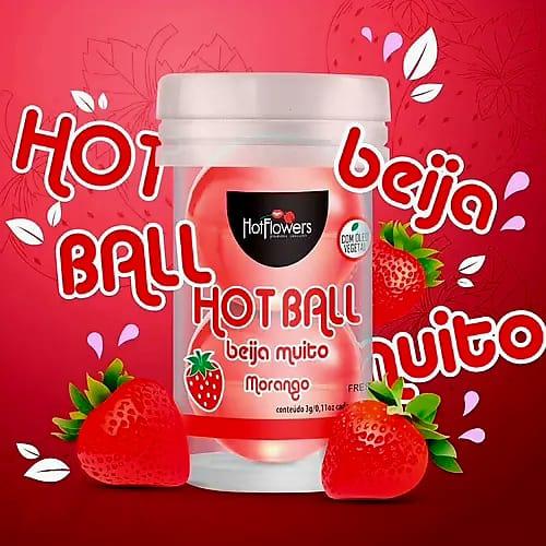 BOLINHA HOT BALL MORANGO BEIJA MUITO COM 2 UNIDADES
