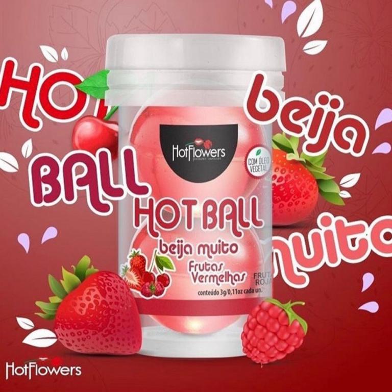 BOLINHA HOT BALL FRUTAS VERMELHAS BEIJA MUITO COM 2 UNIDADES