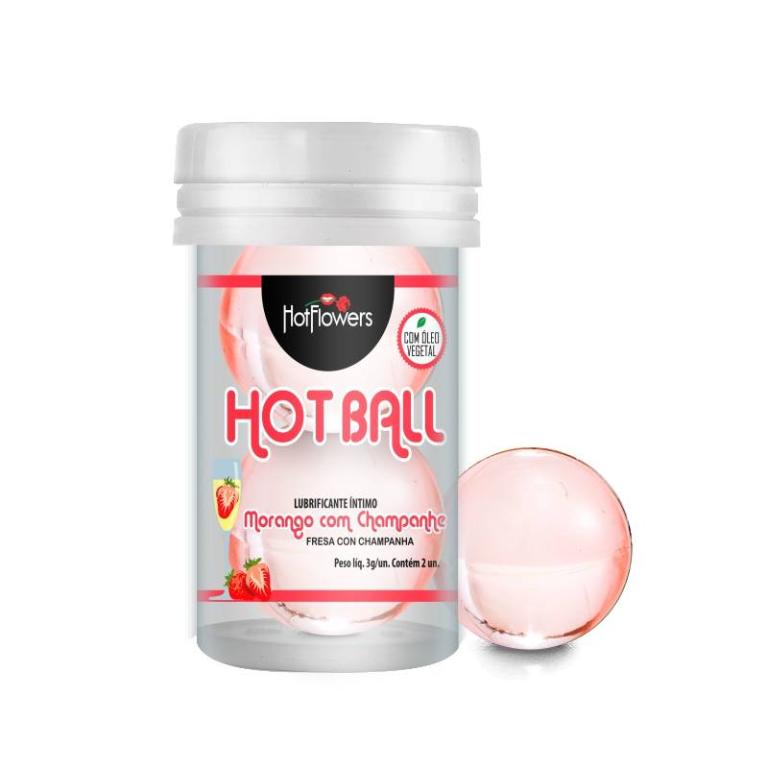 BOLINHA HOT BALL MORANGO COM CHAMPAGNE BEIJA MUITO COM 2 UNIDADES