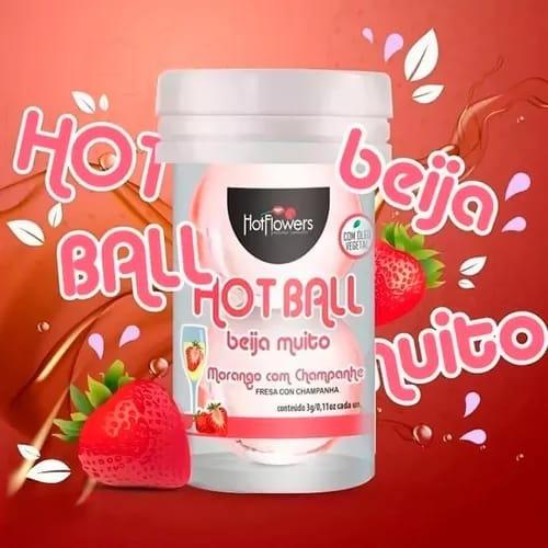 BOLINHA HOT BALL MORANGO COM CHAMPAGNE BEIJA MUITO COM 2 UNIDADES