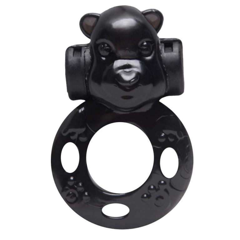ANEL PENIANO PRETO COM VIBRADOR DE BICHINHO