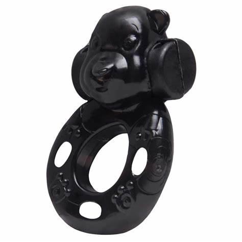 ANEL PENIANO PRETO COM VIBRADOR DE BICHINHO