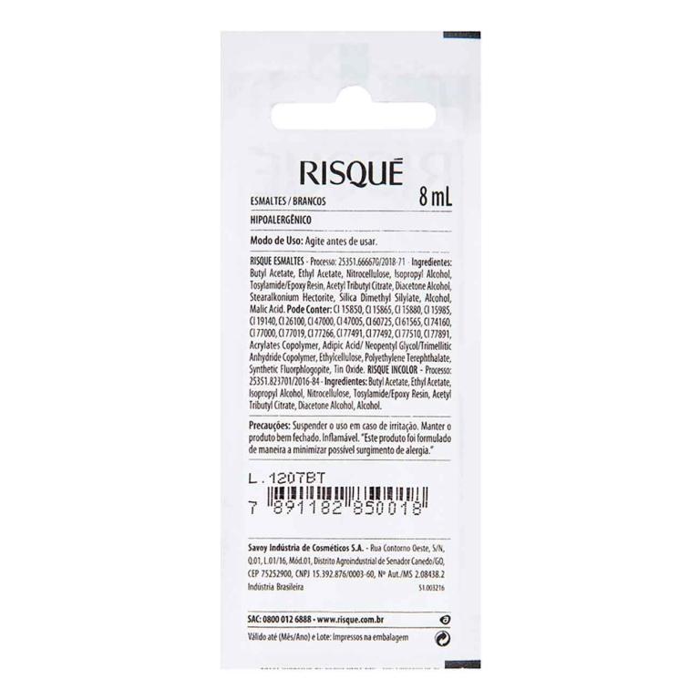 ESMALTE RISQUÉ NATURAL BASE INCOLOR BLISTER 8ML