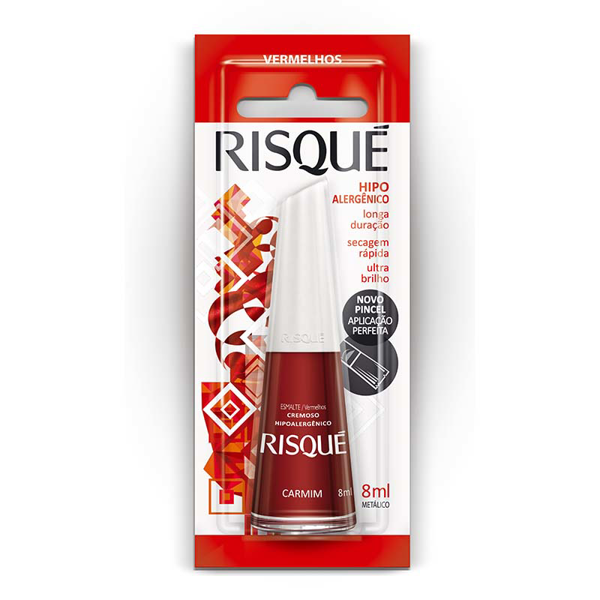 ESMALTE RISQUÉ CREMOSO VERMELHO CARMIM BLISTER 8ML