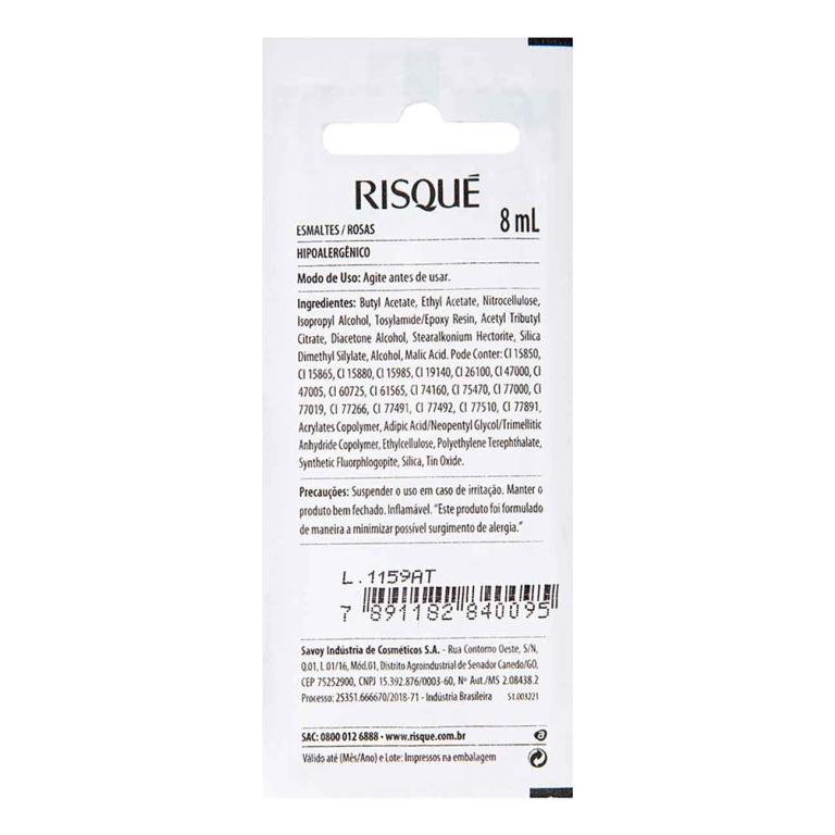 ESMALTE RISQUÉ CREMOSO ROSAS ASTRAL BLISTER 8ML