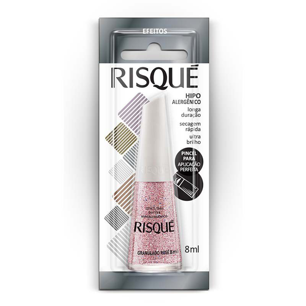 ESMALTE RISQUÉ EFEITO GLITTER GRANULADO ROSÉ BLISTER 8ML