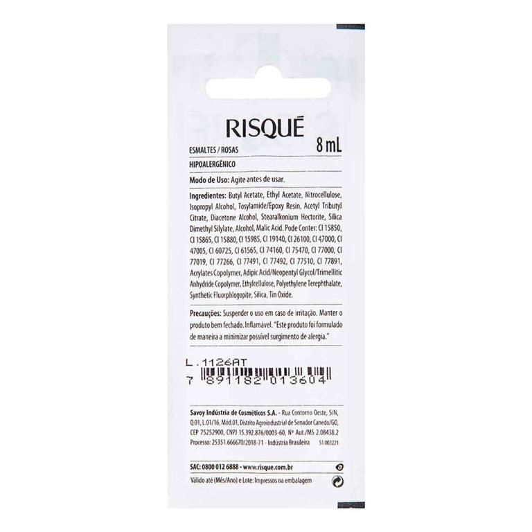 ESMALTE RISQUÉ CINTILANTE ROSAS MINI SAIA BLISTER 8ML