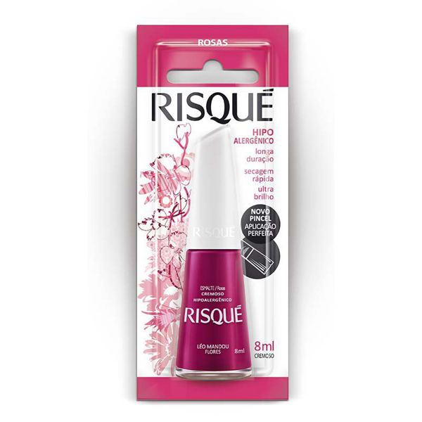 ESMALTE RISQUÉ CREMOSO ROSAS LÉO MANDOU FLORES BLISTER 8ML