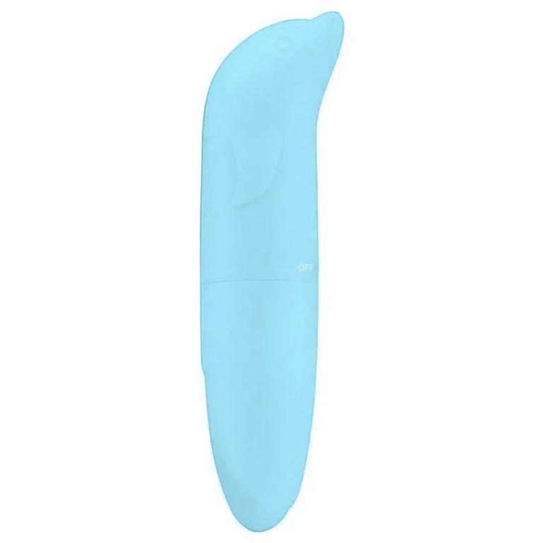 VIBRADOR PONTO G COM FORMATO GOLFINHO AVELUDADO AZUL CLARO