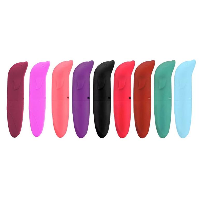 VIBRADOR PONTO G COM FORMATO GOLFINHO AVELUDADO AZUL CLARO